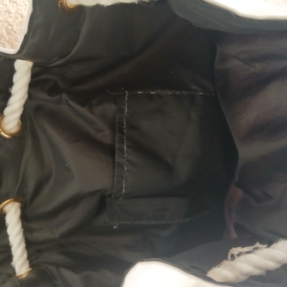 Victoria Secret Pink Striped Cinch Drawstring Tote Backpack - Picture 3 of 8